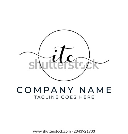 ITC or itc letter mark abstract calligraphy vector logo design