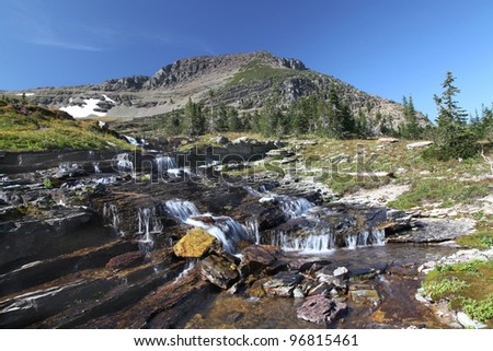 Waterfall, Hidden Lake Trail, Glacier National Park, Montana