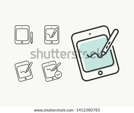 Graphic Tablet with pen Icons set Vector Symbol