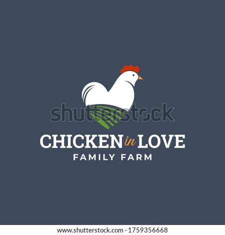 Chicken Farm with Love Shape logo template