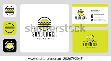 sun burger logo with stationary design