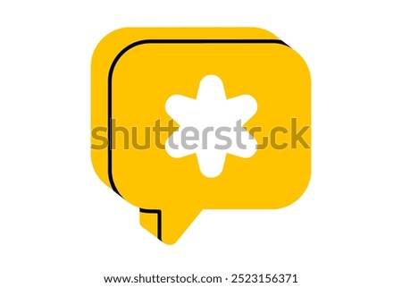 Hand drawn cute cartoon illustration speech bubble with star. Flat vector bookmark doodle. Online award rating star. Social media interface icon. Favorite or popular content. User file tag. Isolated.