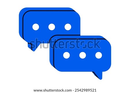 Hand drawn cute cartoon illustration two speech bubbles with three dots. Flat vector comment message doodle. Dialog or discussion. Social media icon. Communication app. Chat notification. Isolated.