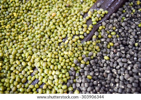 Green bean or mung bean and black beans background