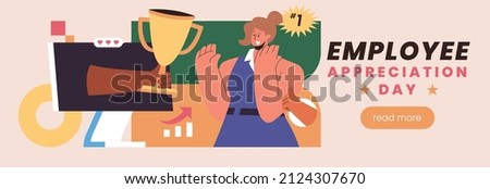 happy employee appreciation day horizontal banner vector illustration flat design