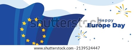 happy europe day horizontal banner vector flat design