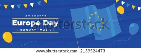 happy europe day horizontal banner vector flat design