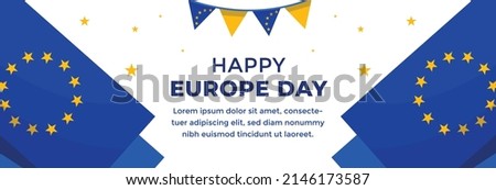 happy europe day horizontal banner vector flat design 