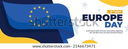 happy europe day horizontal banner vector flat design