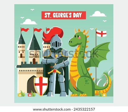 Celebrate St. George's Day with a flat illustration featuring a gallant knight and a fierce dragon. Learn more about the history and traditions of this important holiday