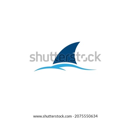 Blue shark fin above the waves logo icon. Clean, strong, and minimalist design. Ideal for marine, sports, and travel themes. Editable vector template, easily scalable and customizable.