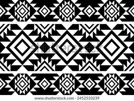 native geometric pattern vector vintage style 2 tone  black and white graphic design for clothing, home decoration, carpet, fabric. 