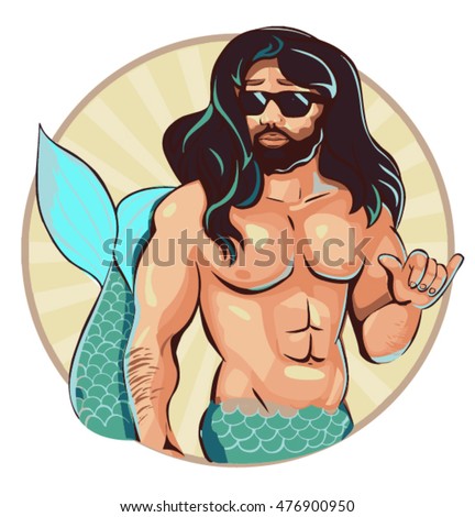 Sexy siren mermaid pin up man.