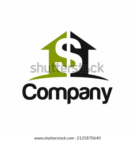 Initial Letter S dollar Logo vector icon. Arrow up letter S initial logo. Home S letter