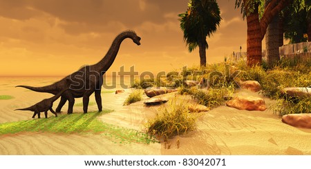 Brachiosaurus Island - A Mother Brachiosaurus Dinosaur Brings Her ...