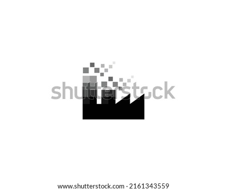 Creative Industry Factory With Pixel Symbol Logo Design Concept Vector illustration.