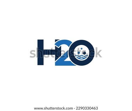 Letter H2o or H20 Water Bubble Logo Design With Water Wave Symbol Vector Illustration.
