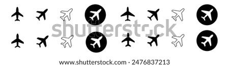 Airplane icon set. Aircraft vector sign. Airport arrival departure symbol