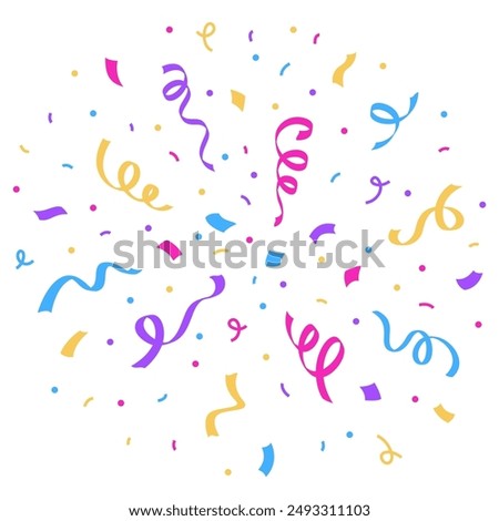 Confetti falling on background. Party festive firework. Carnival confetti isoltaed on white background.