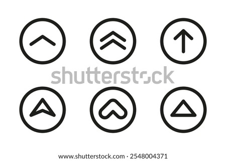 Swipe up icon. Scroll arrow. Drag upwards vector set. Swipe button isolated symbol. Arrow up icon on white background.