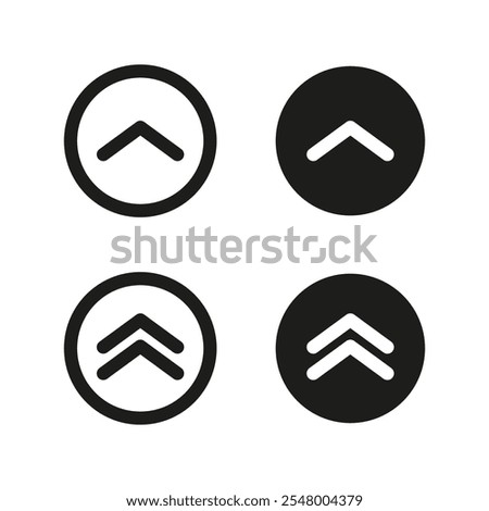 Swipe up icon. Scroll arrow. Drag upwards vector set. Swipe button isolated symbol. Arrow up icon on white background.