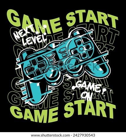 Gaming illustration with warp text slogan vector print