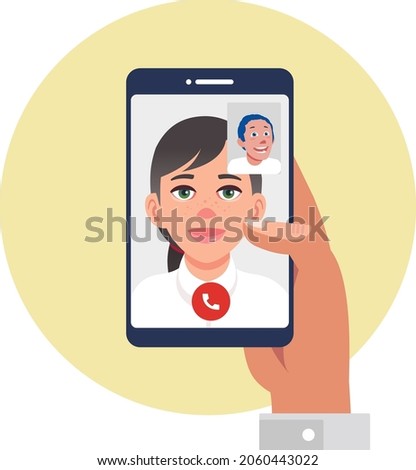 Woman facetime her friend on her device, mobile phone