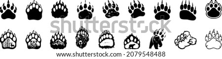 Bear Paw Silhouettes Set,Bear Claw  Vector Image