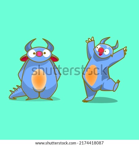 Premiium vector l set bundle Cool and cute monster inc design. vector illustration icon