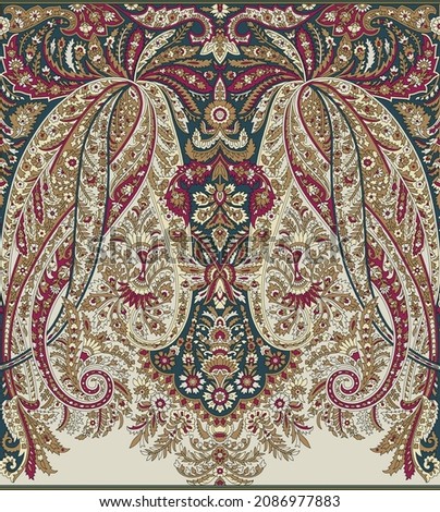 paisley motifs border design for textile prints Stock fotó © 