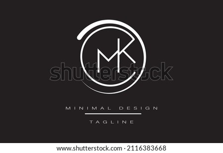 MK Minimalist Logo Design Vector Art Illustration