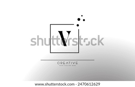 Initial letter V elegant and luxury Initial with Rectangular dots frame minimal monogram logo design vector template