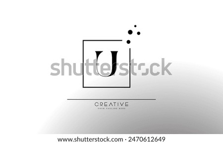 Initial letter U elegant and luxury Initial with Rectangular dots frame minimal monogram logo design vector template