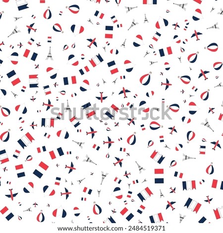 14 July Happy Bastille Day abstract background. Seamless pattern for posters and cards. Colors of france national flag. Vector illustration.