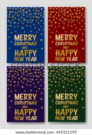 Collection Of 4 Christmas Card Templates. Vector Illustration. Greeting Card Set. - 492351199