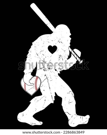 Bigfoot Baseball t-shirt design. Bigfoot Baseball Sports Lover Pitcher Conspiracy Theory T-shirt design, Posters, Greeting Cards, Textiles, and Sticker Vector Illustration