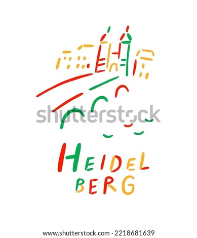 Old bridge in Heidelberg, Germany. Hand drawn vector illustration in trendy abstract style.
