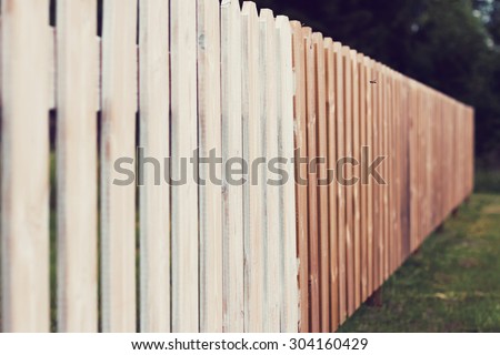 Painted fence. Wasp flying over the fence toward Finland. Image includes a effect.