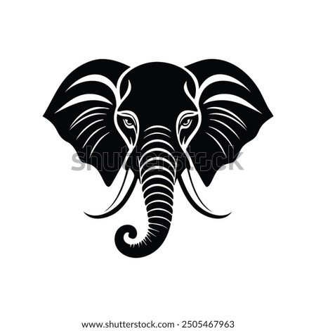 Elephant head vector silhouette, elephant head silhouette vector illustration, line art, Set of elephant head silhouette, Vector illustration.