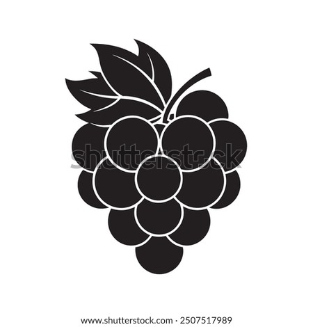 Grapes bundle fruit icon image vector illustration design black and white, Bunch of grapes vector icon, Black silhouette of grapes, Vector illustration