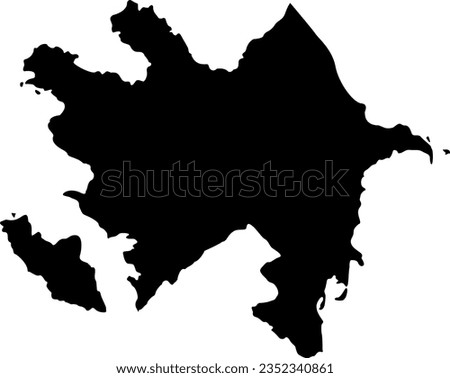 State borders of country Azerbaijan. Azerbaijani border. Azerbaijan map. Card silhouette. Banner, poster template. Independence Day.