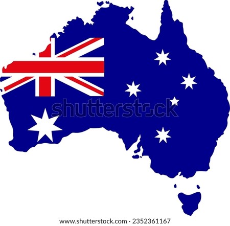 Australia map. Card silhouette. Australia border. Independence Day. Banner, poster template. State borders of country Australia.