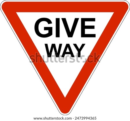 Sign yield. Sign give way. Reduce speed and give way to other vehicles. Caution, intersection. Warning road sign.