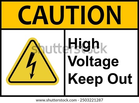 Electric shock sign. High voltage cable warning sign. High voltage equipment. Caution, do not touch the cable. Warning electrical hazard. Do not open electrical panel.