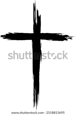 Grunge cross painted brush strokes. Cross religious symbol. Spiritual practice, church rituals and prayer. Symbol salvation, faith and hope. Crucifixion and resurrection Jesus Christ. Christian cross.