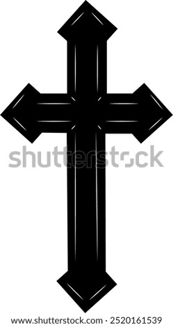 Cross religious symbol. Spiritual practice, church rituals and prayer. Symbol salvation, faith and hope. Crucifixion and resurrection Jesus Christ. Christian cross.