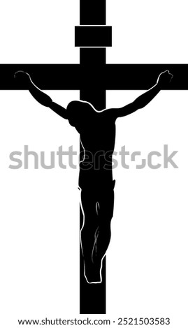 Cross religious symbol. Spiritual practice, church rituals and prayer. Symbol salvation, faith and hope. Crucifixion and resurrection Jesus Christ. Christian cross.