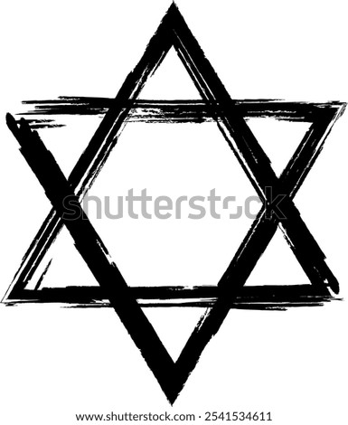 Star David. Judaism symbol. Six pointed geometric star. Symbol of interaction between heaven and earth, spiritual and material. Hexagram figure.