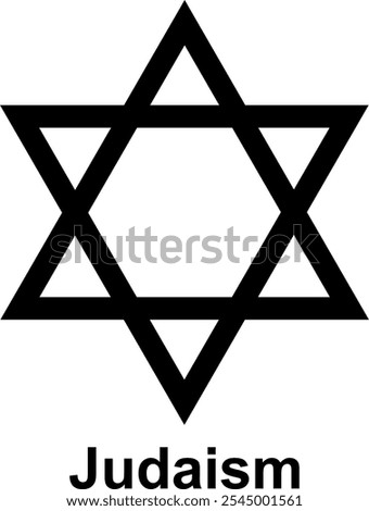 Star David. Judaism symbol. Six pointed geometric star. Symbol of interaction between heaven and earth, spiritual and material. Hexagram figure.