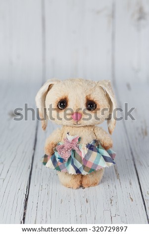 Artist teddy bunny in dress one of kind.